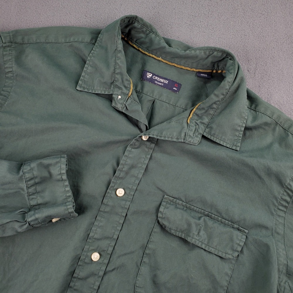 Cremieux Classic Mens Button Up Shirt Long Sleeve Casual Green XL